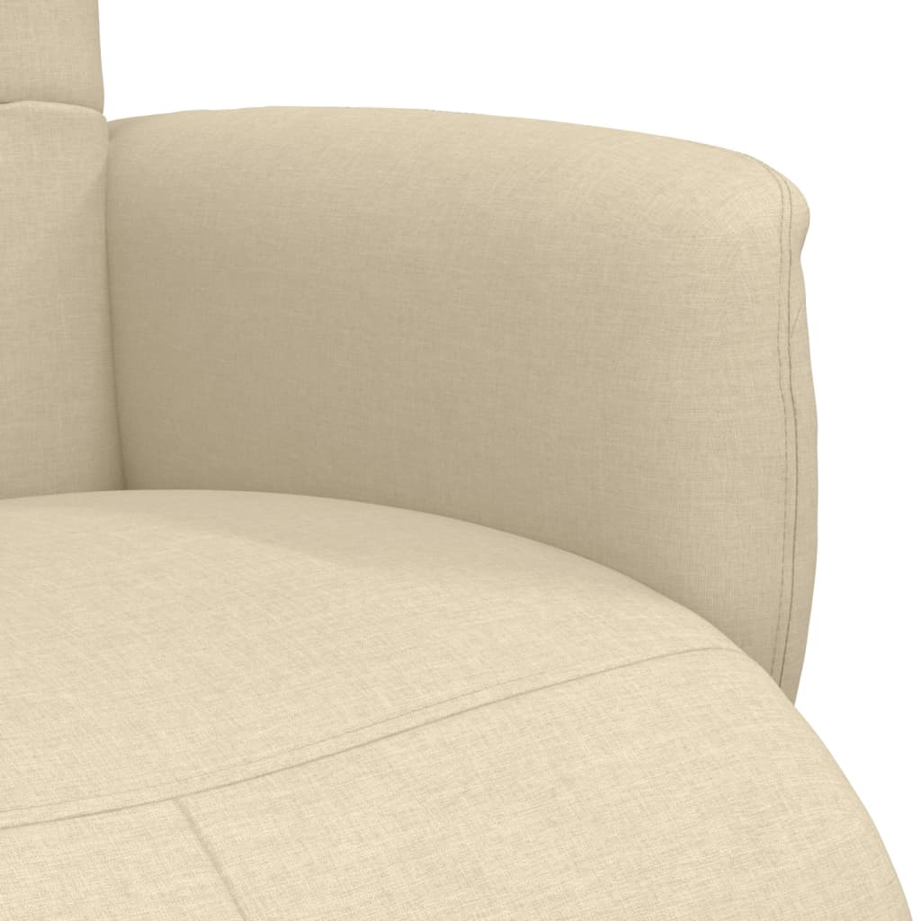 Polohovací Křeslo S Podnožkou Krémové Textil