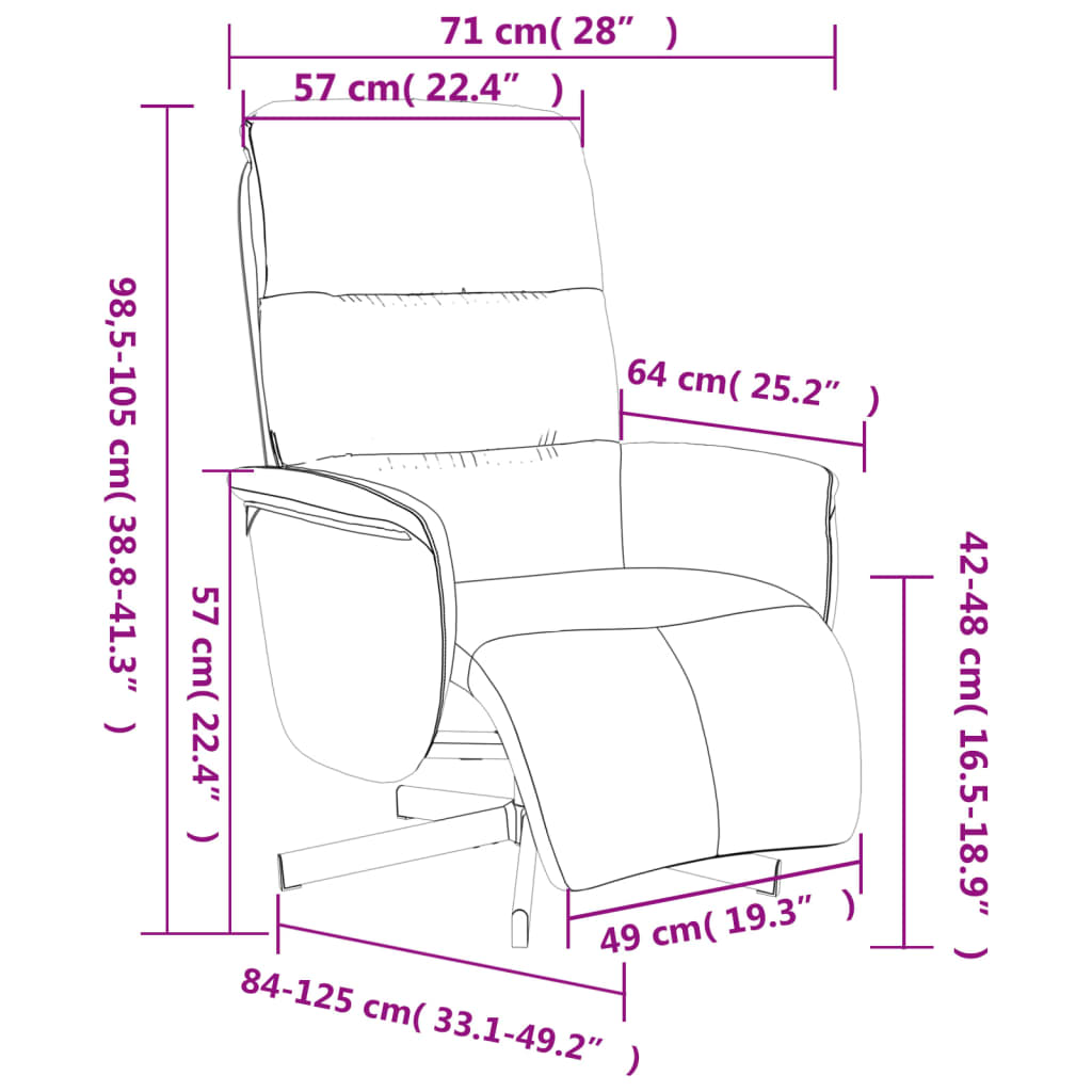 Polohovací Křeslo S Podnožkou Krémové Textil