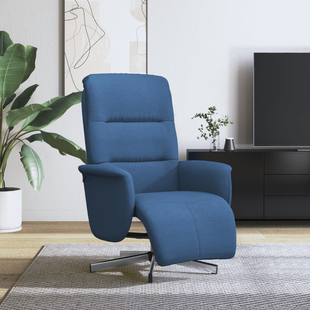 Polohovací Křeslo S Podnožkou Modré Textil