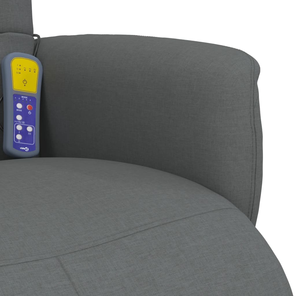 Masážní Polohovací Křeslo S Podnožkou Tmavě Šedé Textil