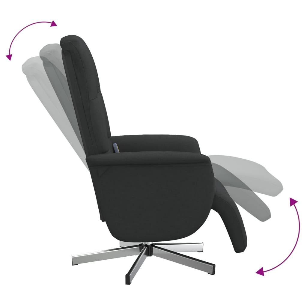 Masážní Polohovací Křeslo S Podnožkou Černé Textil