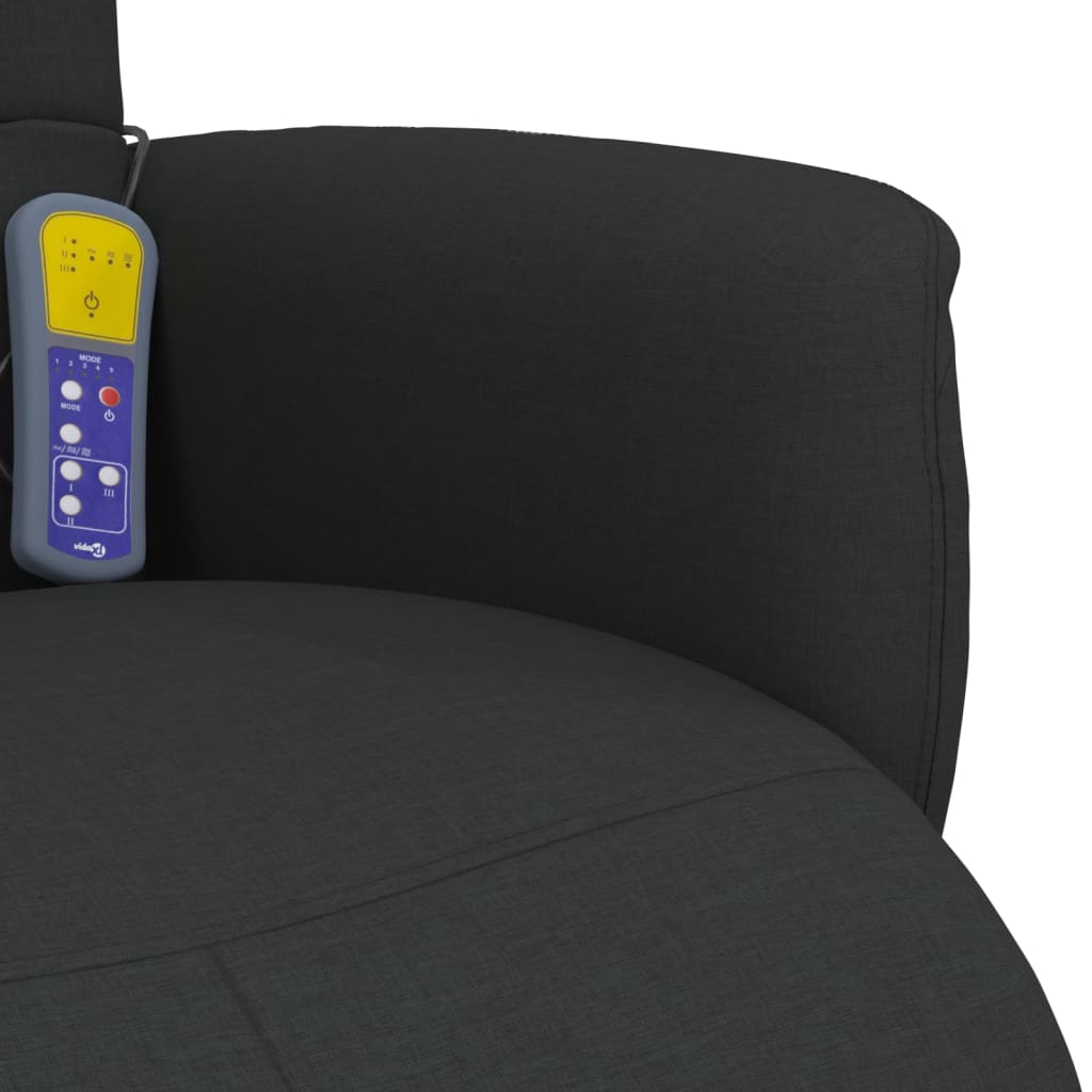Masážní Polohovací Křeslo S Podnožkou Černé Textil