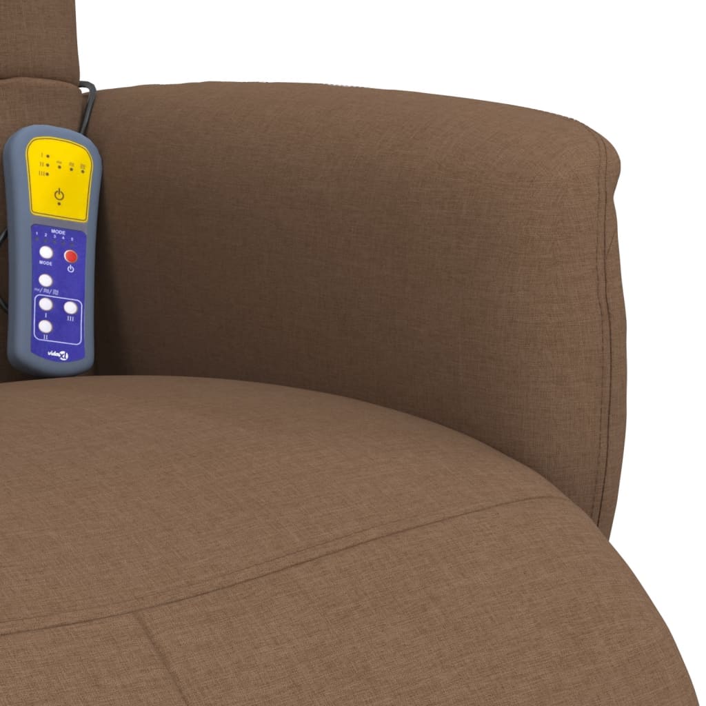 Masážní Polohovací Křeslo S Podnožkou Hnědé Textil