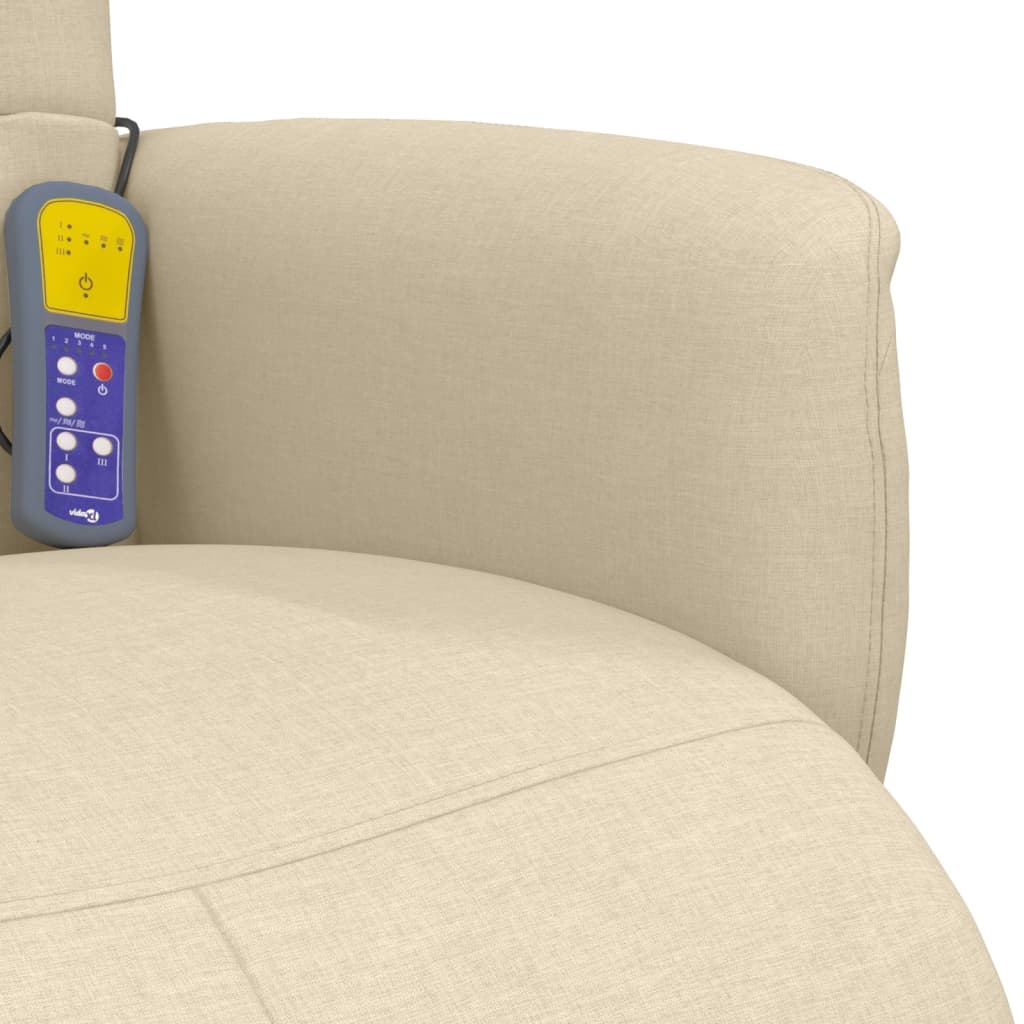 Masážní Polohovací Křeslo S Podnožkou Krémové Textil