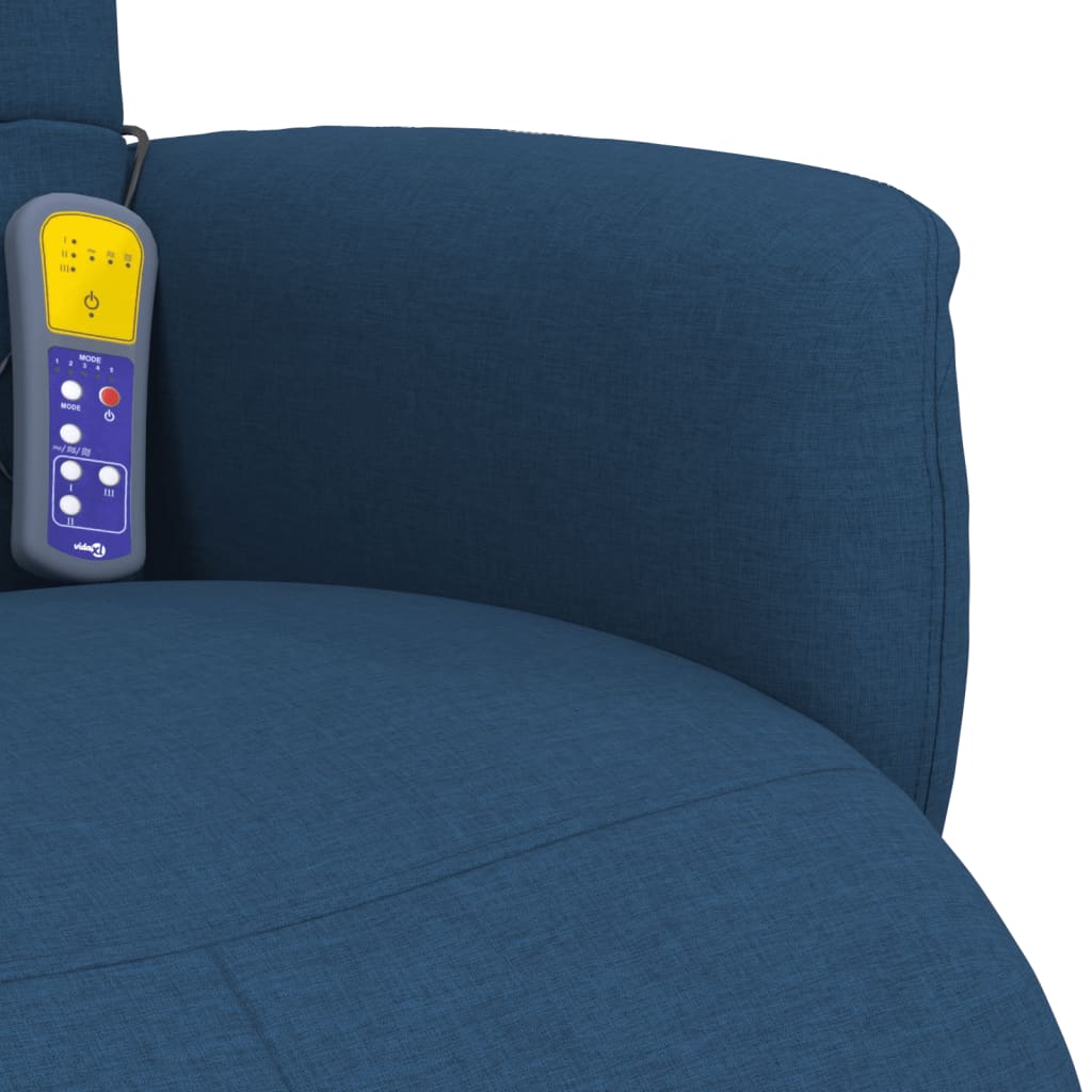 Masážní Polohovací Křeslo S Podnožkou Modré Textil