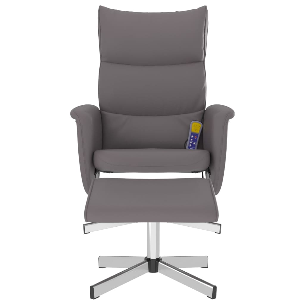 Masážní Polohovací Křeslo S Podnožkou Šedé Umělá Kůže
