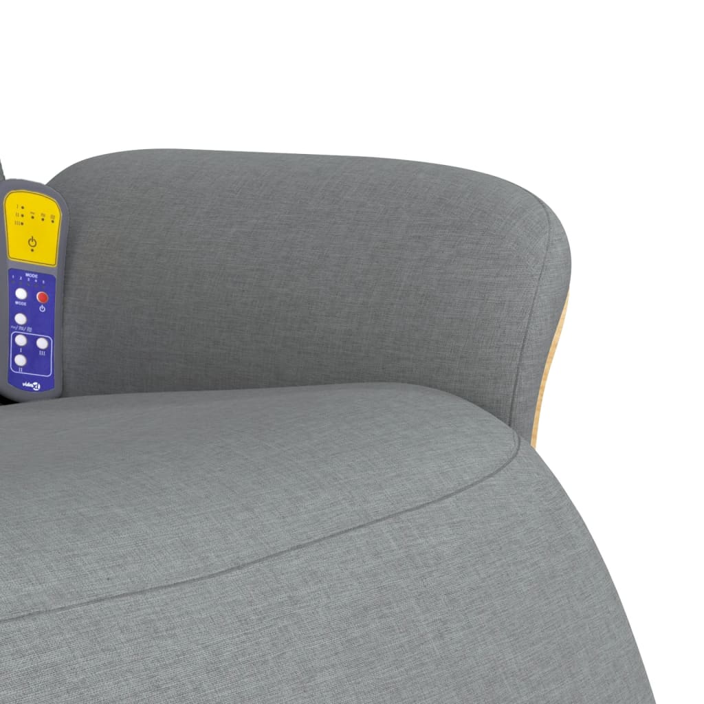 Masážní Polohovací Křeslo S Podnožkou Světle Šedé Textil