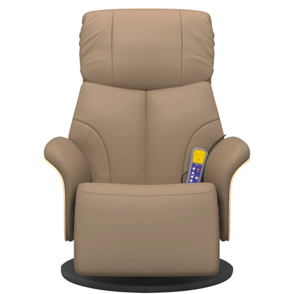 Masážní Polohovací Křeslo S Podnožkou Cappuccino Umělá Kůže