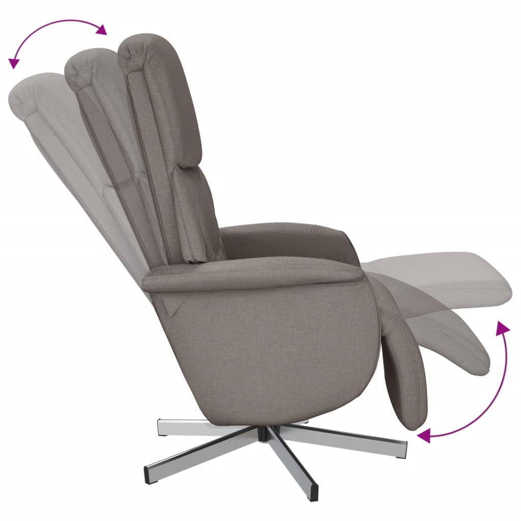 Polohovací Křeslo S Podnožkou Taupe Textil