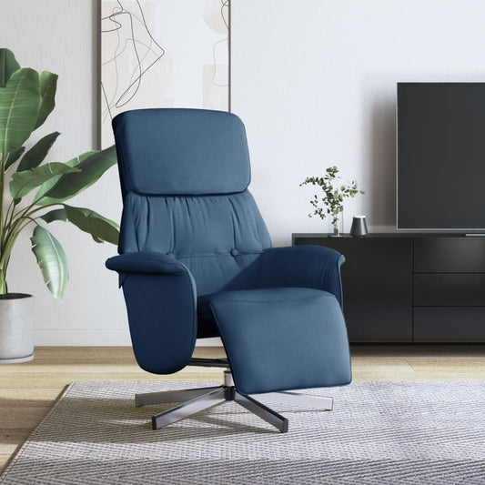 Polohovací Křeslo S Podnožkou Modré Textil