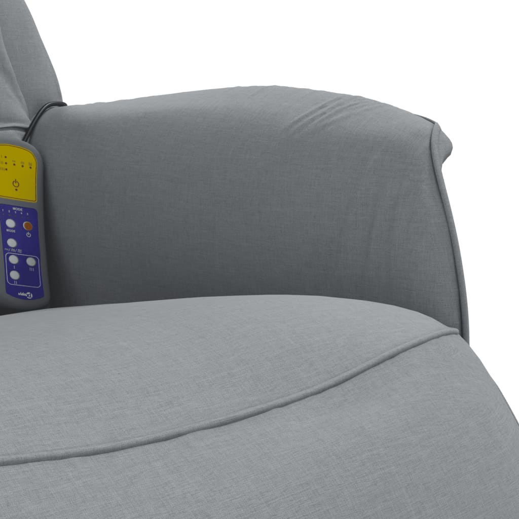 Masážní Polohovací Křeslo S Podnožkou Světle Šedé Textil