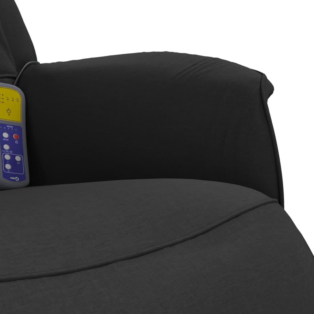 Masážní Polohovací Křeslo S Podnožkou Černé Textil