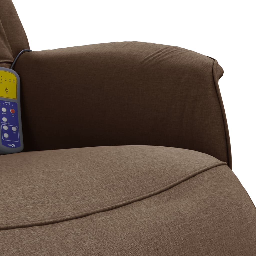 Masážní Polohovací Křeslo S Podnožkou Hnědé Textil