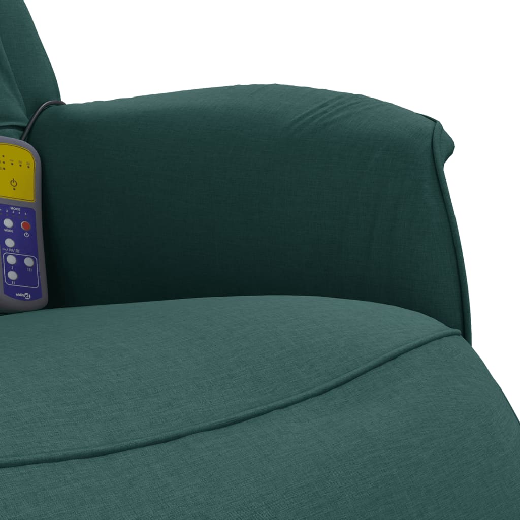 Masážní Polohovací Křeslo S Podnožkou Tmavě Zelené Textil