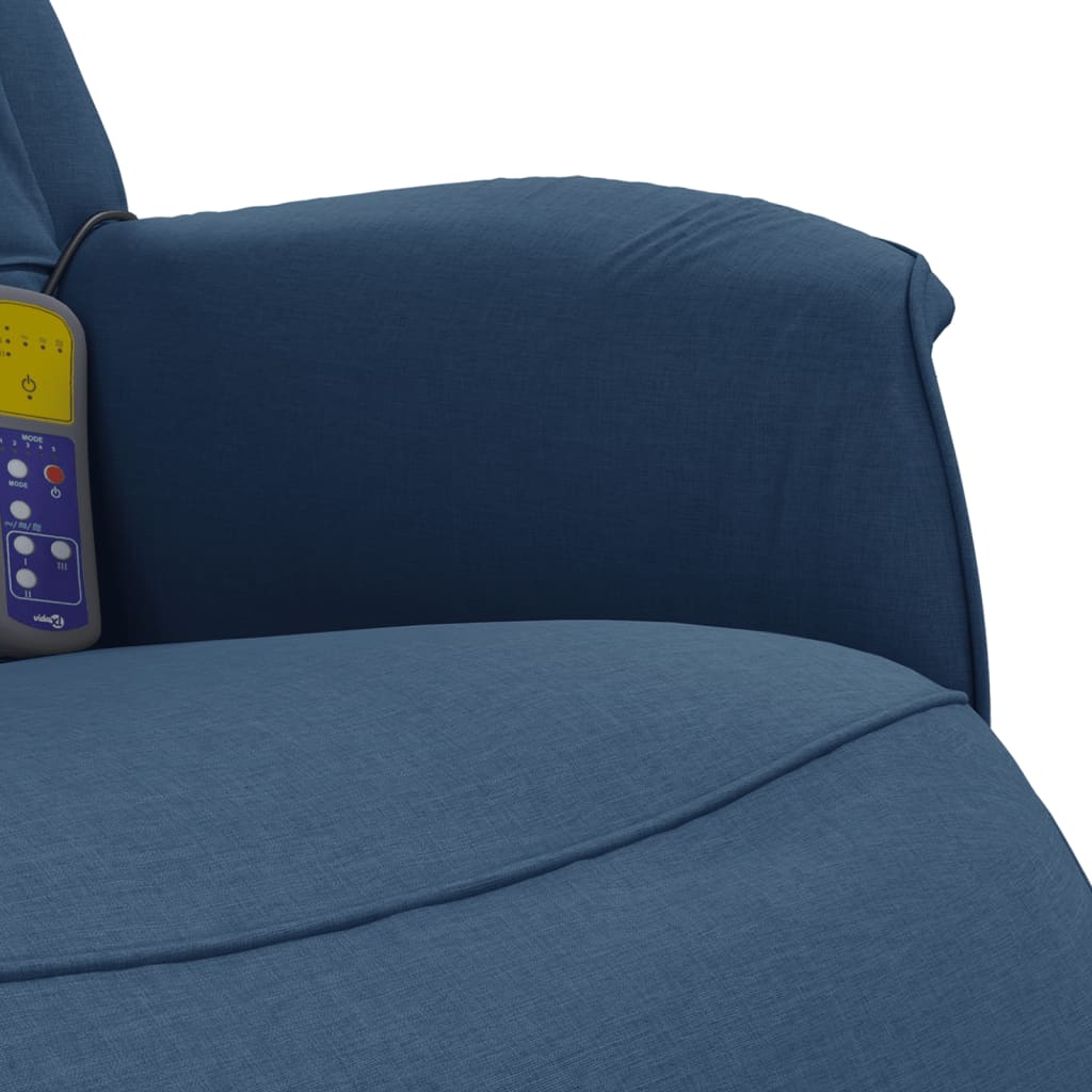 Masážní Polohovací Křeslo S Podnožkou Modré Textil