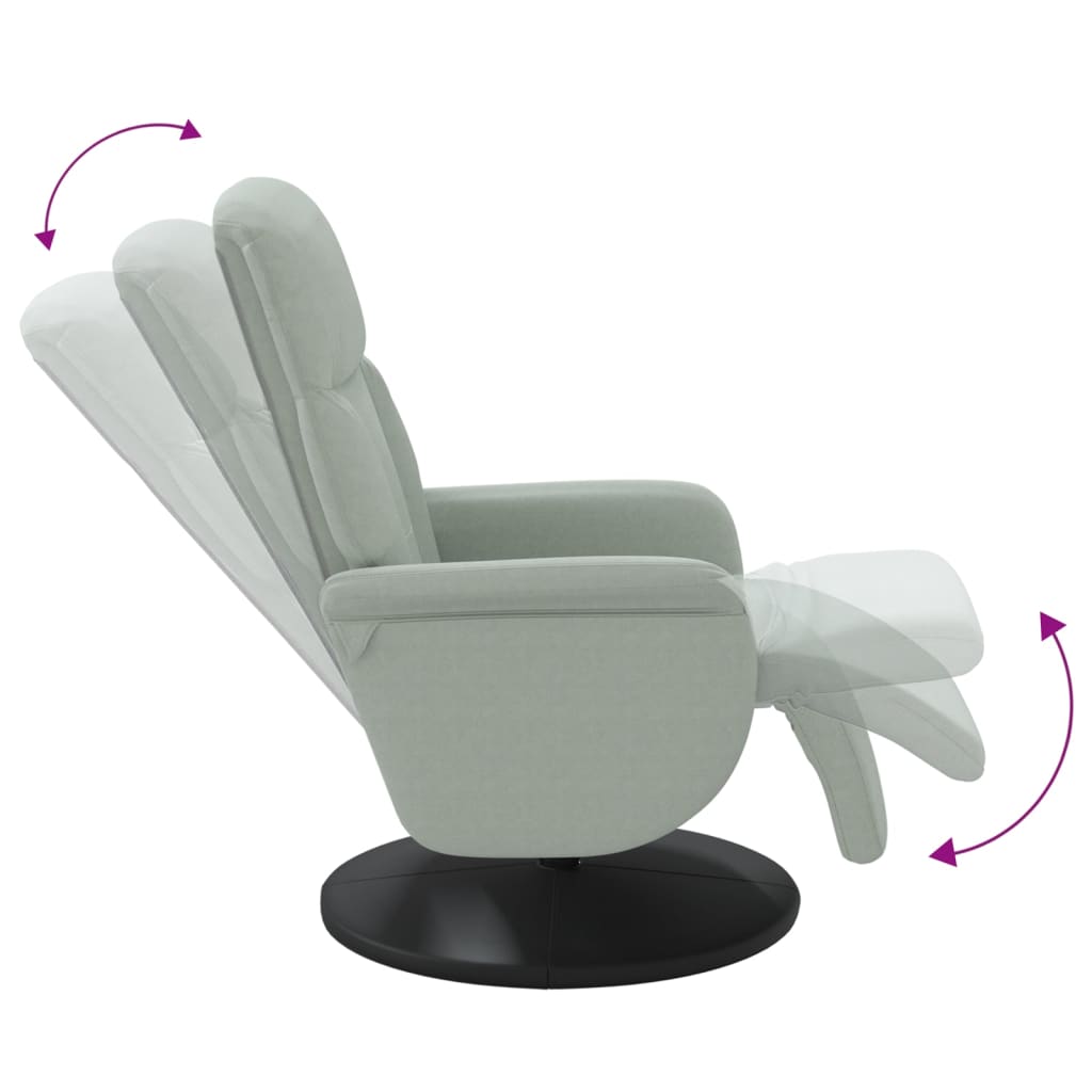 Polohovací Křeslo S Podnožkou Světle Šedé Samet