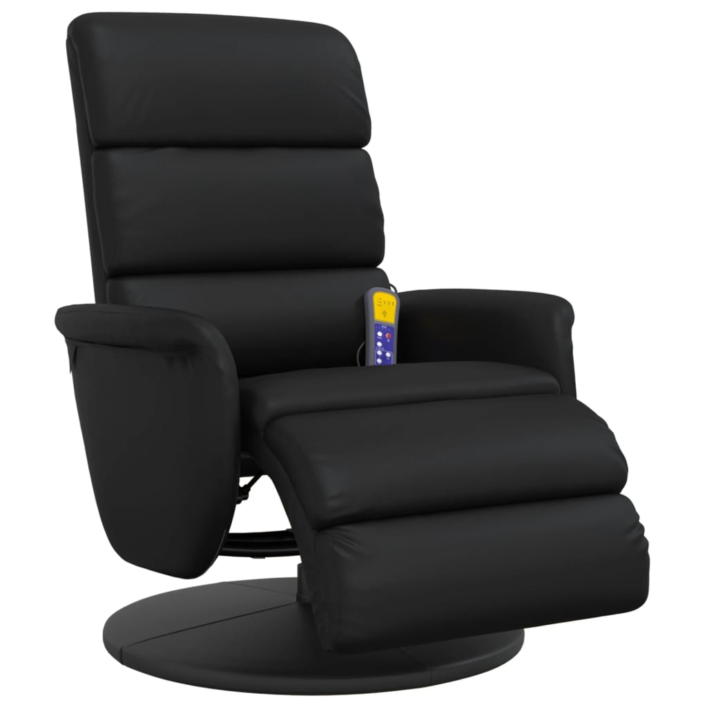 Masážní Polohovací Křeslo S Podnožkou Černé Umělá Kůže