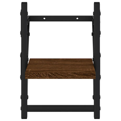 Nástěnné Police S Tyčemi 2 Ks Hnědý Dub