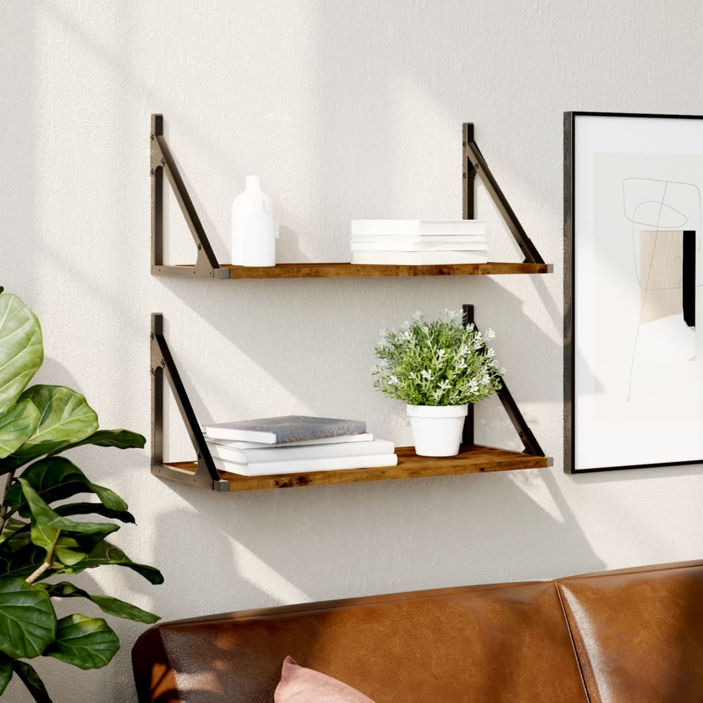 Nástěnné Police 2 Ks 80X25X25,5 Cm Kompozitní Dřevo Kouřový Dub
