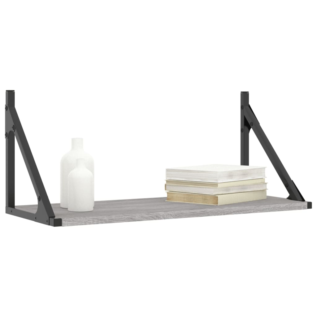 Nástěnné Police 2 Ks Šedé Sonoma 60X25X25,5 Cm Kompozitní Dřevo