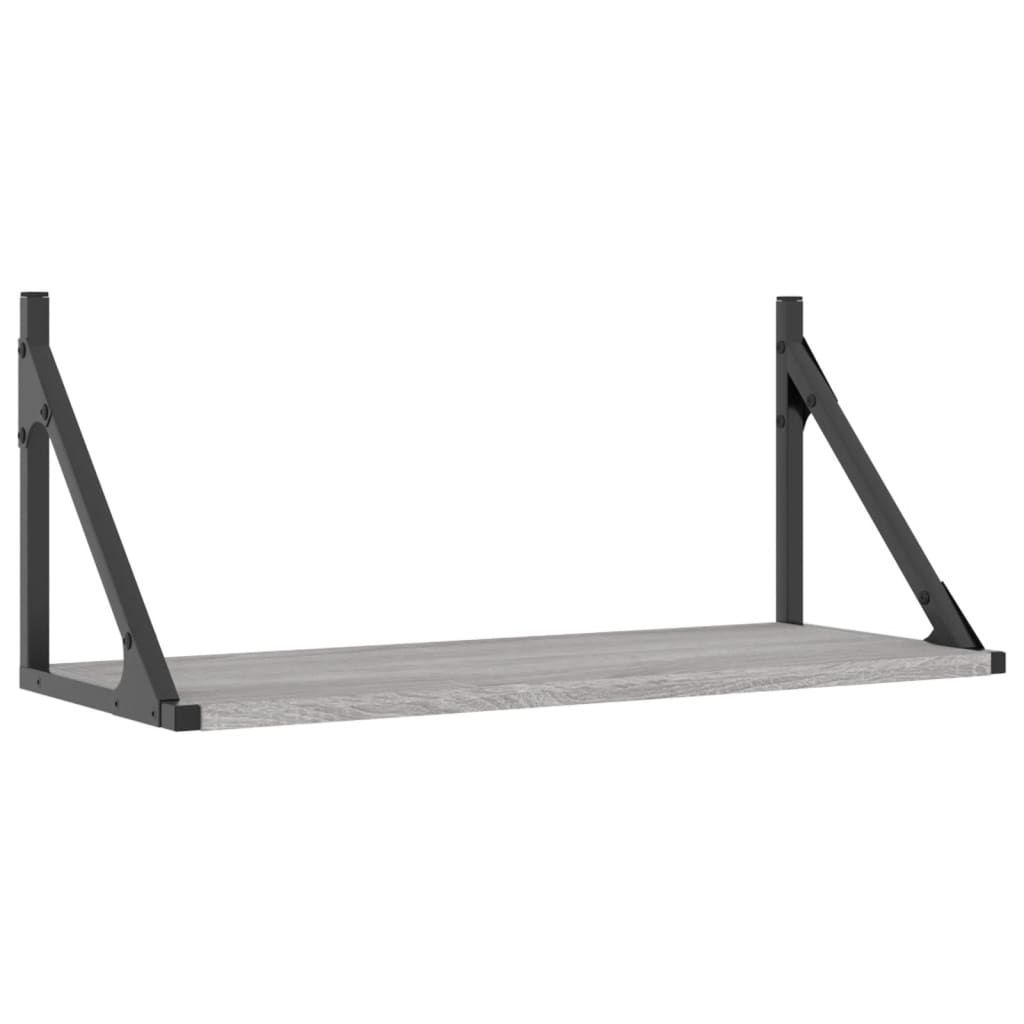Nástěnné Police 2 Ks Šedé Sonoma 60X25X25,5 Cm Kompozitní Dřevo