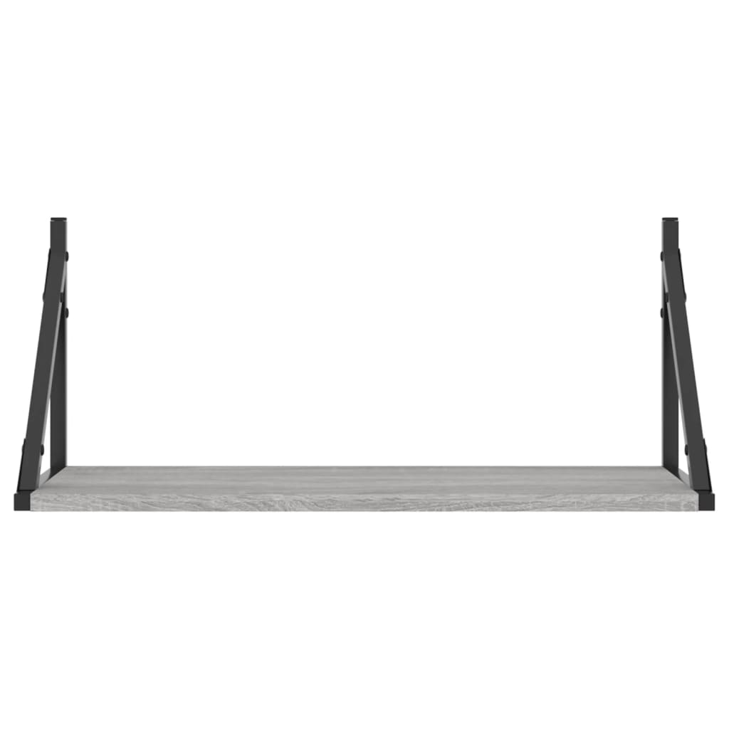 Nástěnné Police 2 Ks Šedé Sonoma 60X25X25,5 Cm Kompozitní Dřevo