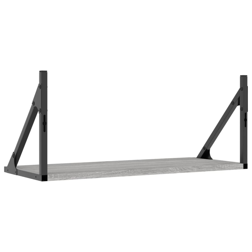Nástěnné Police 2 Ks Šedé Sonoma 60X25X25,5 Cm Kompozitní Dřevo