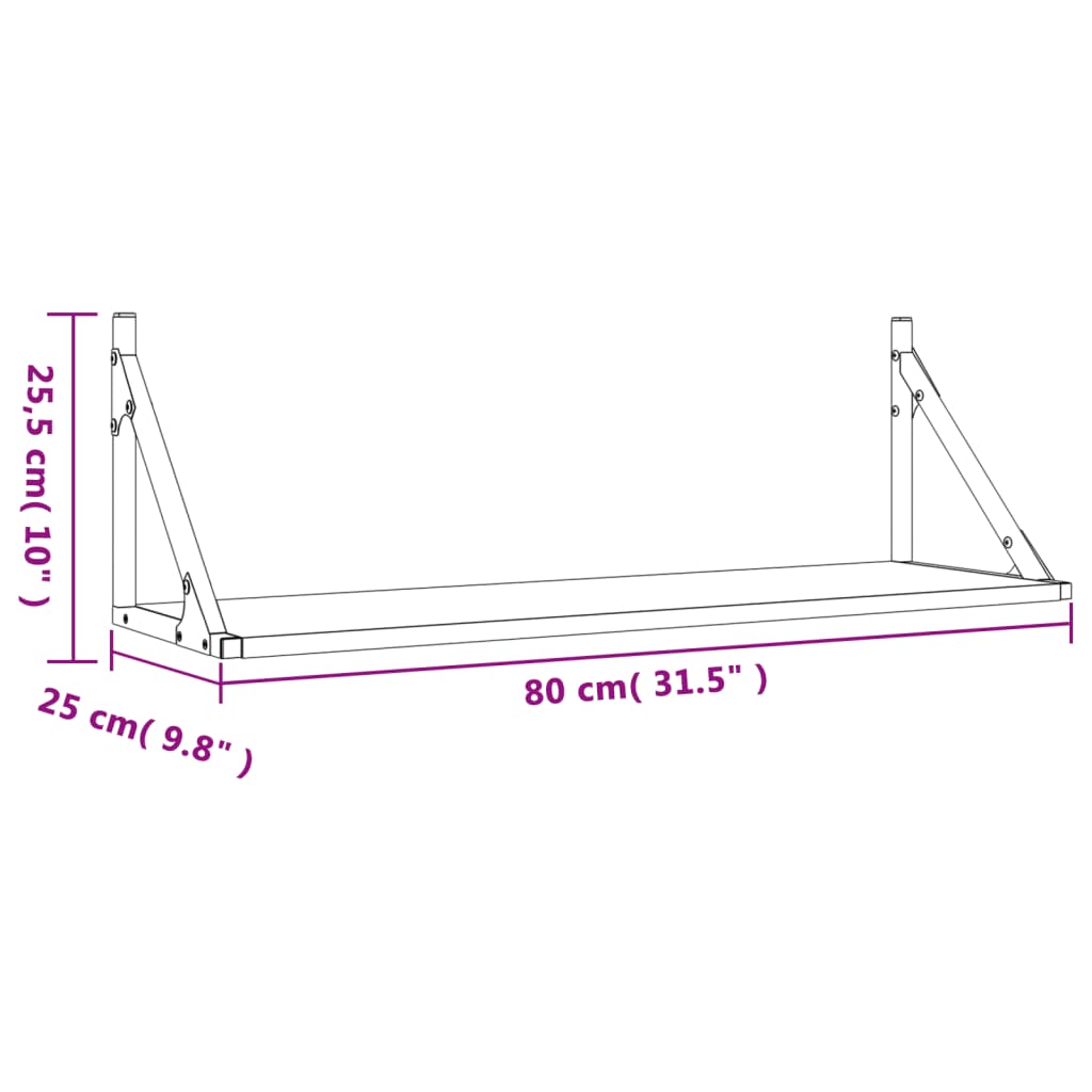 Nástěnné Police 2 Ks 80X25X25,5 Cm Kompozitní Dřevo Dub Sonoma