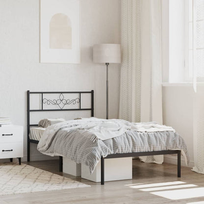 Kovový Rám Postele Bez Matrace S Čelem Bílý