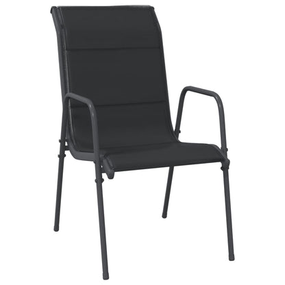5Dílný Zahradní Jídelní Set Černý Ocel A Textilen