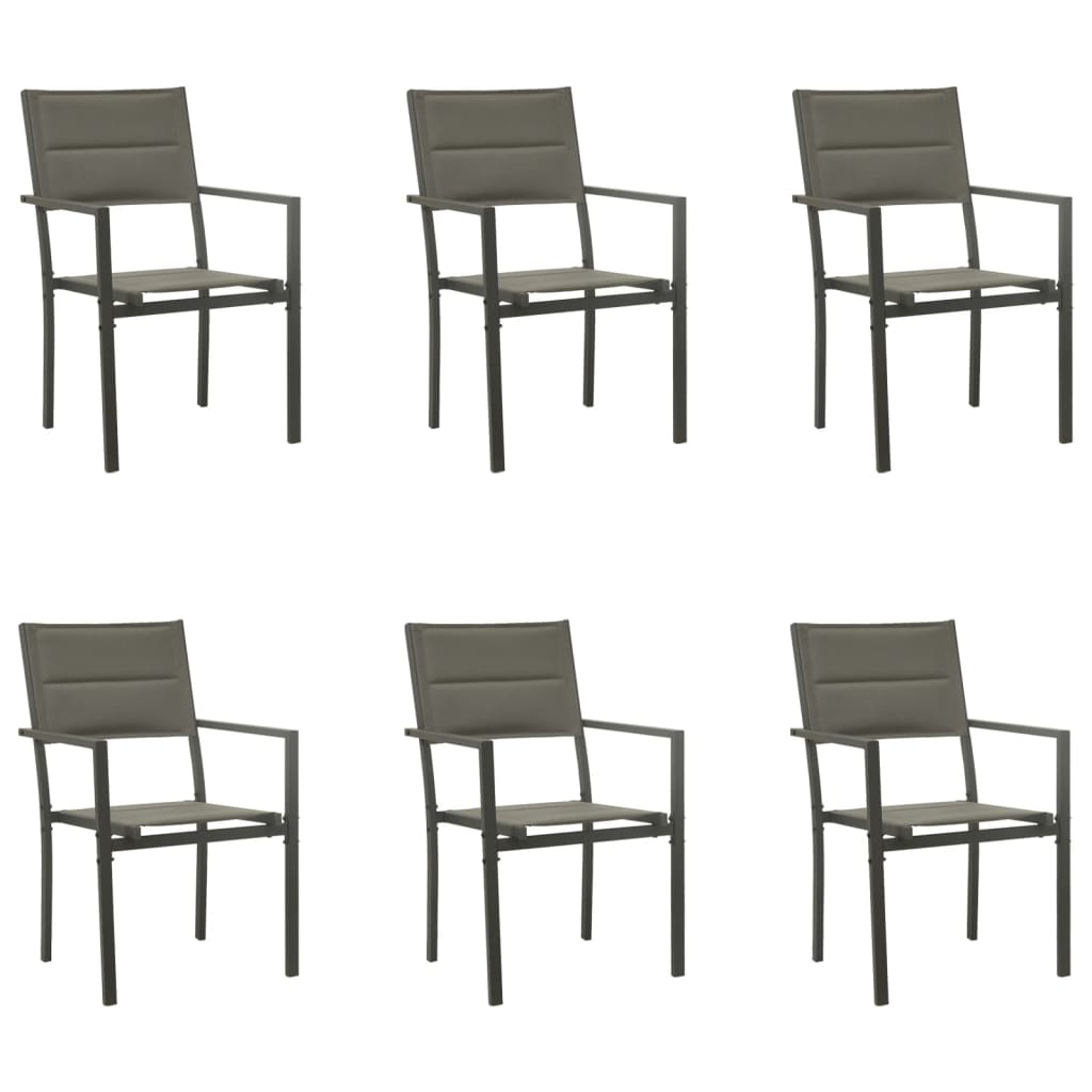 7Dílný Zahradní Jídelní Set Černý Ocel A Textilen