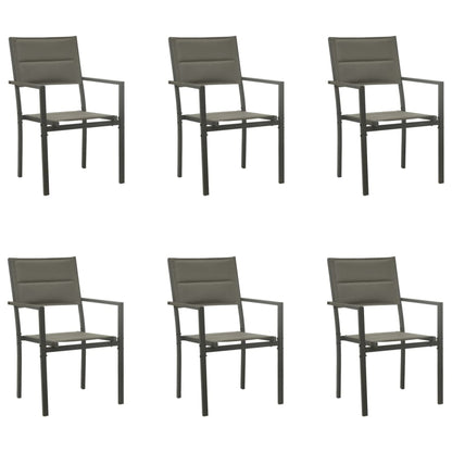 7Dílný Zahradní Jídelní Set Černý Ocel A Textilen