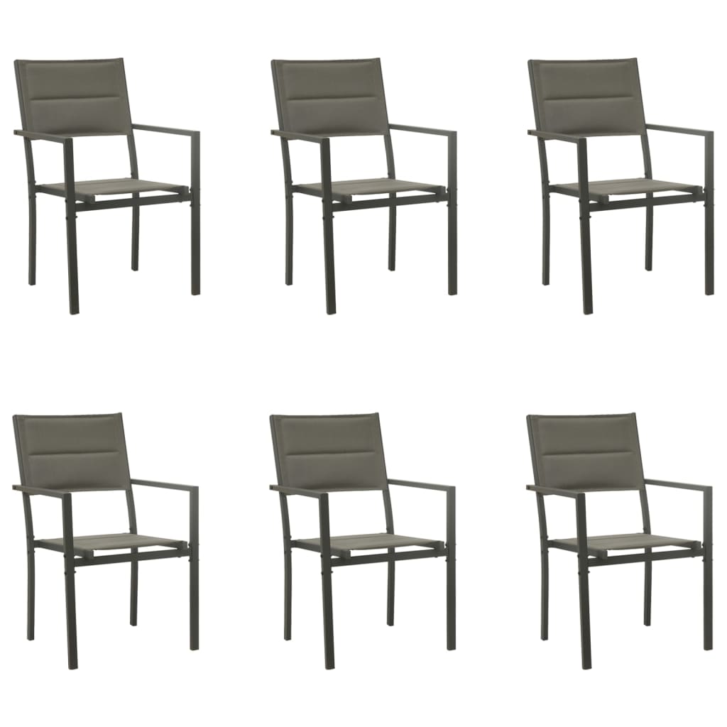 7Dílný Zahradní Jídelní Set Černý Ocel A Textilen