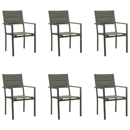 7Dílný Zahradní Jídelní Set Černý Ocel A Textilen