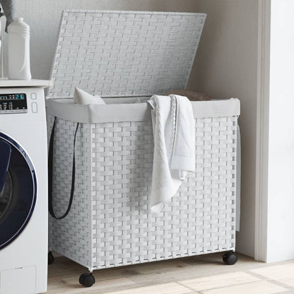 Koš Na Prádlo S Kolečky Šedý 60 X 35 X 60,5 Cm Ratan