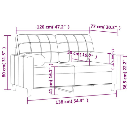 2Místná Pohovka S Polštáři Světle Žlutá 120 Cm Textil
