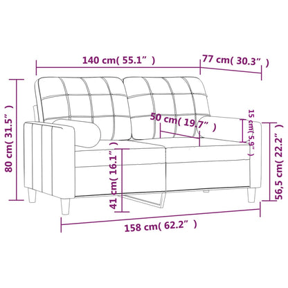 2Místná Pohovka S Polštáři Světle Žlutá 140 Cm Textil