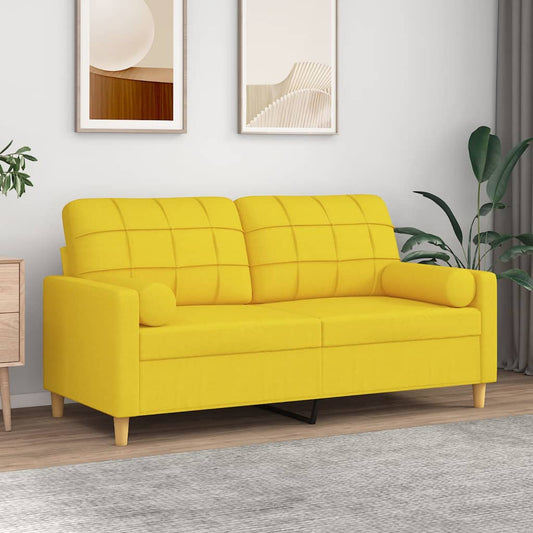 2Místná Pohovka S Polštáři Světle Žlutá 140 Cm Textil