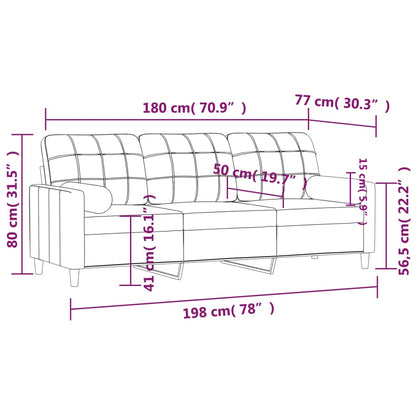 3Místná Pohovka S Polštáři Světle Žlutá 180 Cm Textil