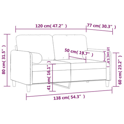 2Místná Pohovka S Polštáři Růžová 120 Cm Samet