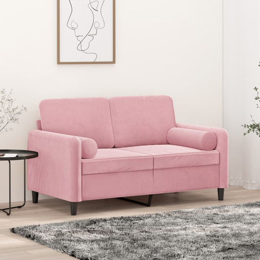 2Místná Pohovka S Polštáři Růžová 120 Cm Samet