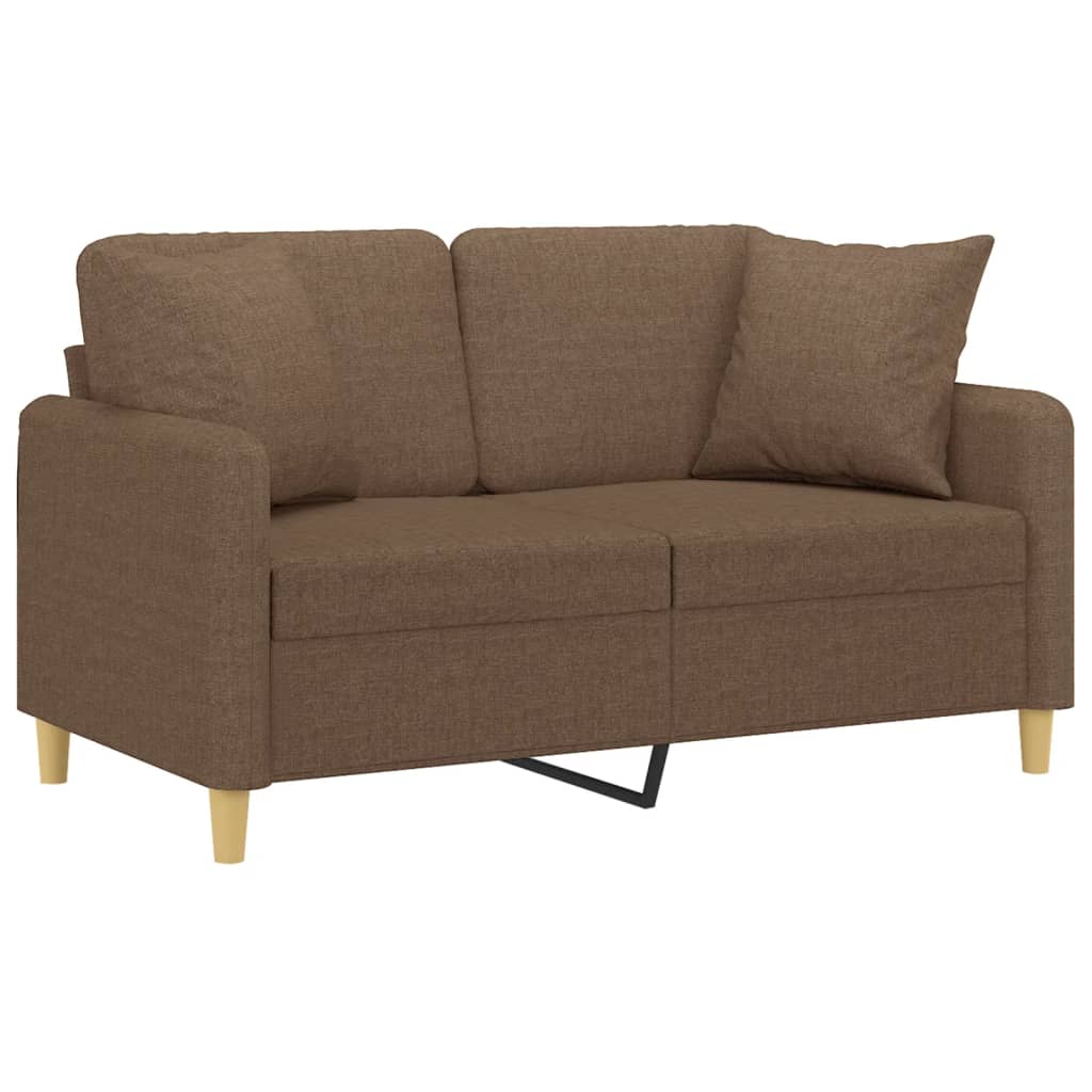 2Místná Pohovka S Polštáři Hnědá 120 Cm Textil