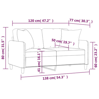2Místná Pohovka S Polštáři Hnědá 120 Cm Textil