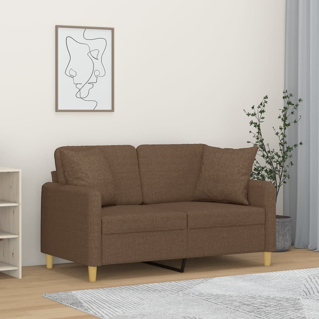 2Místná Pohovka S Polštáři Hnědá 120 Cm Textil