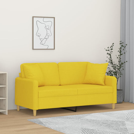 2Místná Pohovka S Polštáři Světle Žlutá 140 Cm Textil