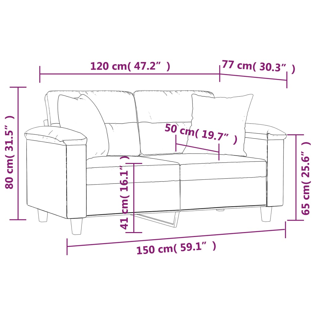 2Místná Pohovka S Polštáři Taupe 120 Cm Tkanina Z Mikrovlákna