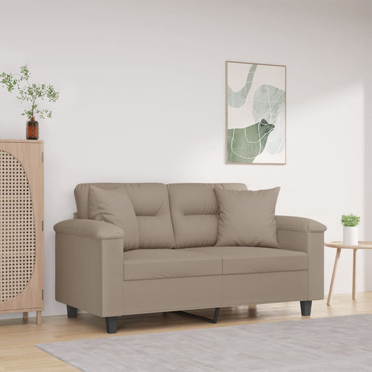 2Místná Pohovka S Polštáři Taupe 120 Cm Tkanina Z Mikrovlákna