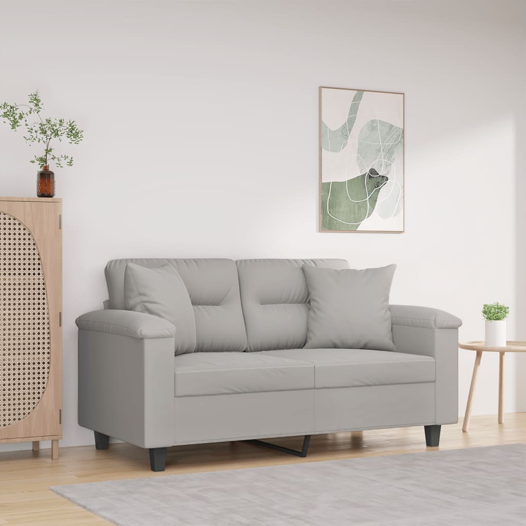 2Místná Pohovka S Polštáři Světle Šedá 120 Cm Mikrovlákno