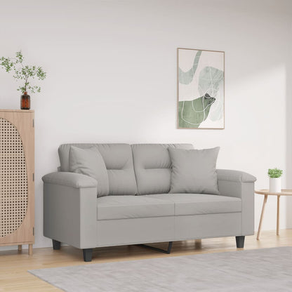 2Místná Pohovka S Polštáři Světle Šedá 120 Cm Mikrovlákno