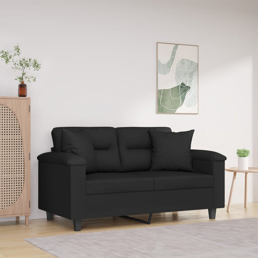 2Místná Pohovka S Polštáři Černá 120 Cm Tkanina Z Mikrovlákna
